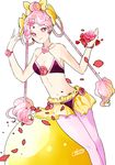  artist_name bare_shoulders bikini bikini_top bishoujo_senshi_sailor_moon cerecere_(sailor_moon) closed_mouth dated flower hair_bun hair_rings pantyhose pantyhose_under_swimsuit petals pink_eyes pink_hair pink_legwear purple_bikini red_flower red_rose rose rose_petals signature swimsuit white_hair yukinami_(paru26i) 