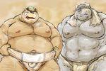  anthro ashigara asterios band-aid bandage bear blush bovine cattle kotobuki male mammal musclegut nipples obese overweight overweight_male sweat tokyo_afterschool_summoners 