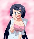  breasts cleavage female gradient gradient_background lowres makomo makomo_(pokemon) nintendo pokemon pokemon_(game) pokemon_black_and_white pokemon_bw smile solo 