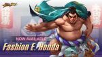  1boy bathhouse edmond_honda facepaint fighting_stance highres lantern looking_at_viewer muscular muscular_male official_alternate_costume official_art palm_strike rope_belt serious slapping street_fighter street_fighter:_duel sumo tiles waves wet 