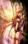  5_fingers blonde_hair butt cehnot clothed clothing day detailed_background eyelashes fairy female hair insect_wings outside smile solo vest_(artist) wings 