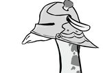  2017 anthro armor disney edy_(inkyfrog) fan_character female furgonomics giraffe greyscale helmet horn inkyfrog mammal monochrome side_view simple_background solo white_background zootopia 