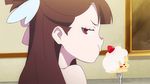  1girl animated brown_hair cake eating kagari_atsuko little_witch_academia solo 