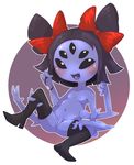  anthro anus arachnid areola arthropod black_hair bow breasts clothing doneru fangs female hair legwear looking_at_viewer muffet navel nipples nude open_mouth pussy small_breasts solo spider stockings tongue undertale video_games 