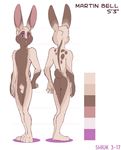  animal_genitalia anthro balls buckteeth butt color_swatch front_view fully_sheathed hand_on_hip lagomorph looking_at_viewer male mammal martin_bell model_sheet navel nude plantigrade rabbit rear_view sheath shiuk slim smile solo standing teeth young 