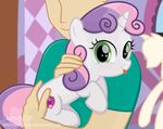  2017 cutie_mark duo equine female feral friendship_is_magic hair hi_res horn hug human looking_at_viewer mammal multicolored_hair my_little_pony shutterflyeqd sweetie_belle_(mlp) tongue tongue_out two_tone_hair unicorn unicorn_horn 