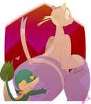  &lt;3 2016 big_butt butt butt_grab female feral hand_on_butt male mienshao nintendo pok&eacute;mon potoobrigham rear_view size_difference snivy stripes surprise video_games 