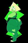  big_butt big_thighs butt cartoon_network clothing expansion gem krimxonrage overweight peridot_(steven_universe) simple_background slightly_chubby steven_universe tight_clpthing torn_clothing visor 