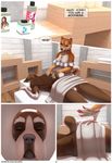  anthro balls butt canine celeste_(artist) clothed clothing comic duo english_text female fur lying male male/female mammal massage on_front smile text towel 