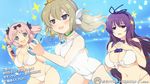  3girls bikini breasts hibari_(senran_kagura) iphone kafuru_(senran_kagura) large_breasts multiple_girls murasaki_(senran_kagura) senran_kagura senran_kagura_peach_beach_splash tagme 