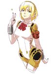  aegis_(persona) arm_behind_back arm_up blonde_hair blue_eyes bodysuit closed_mouth cropped_legs expressionless looking_at_viewer persona persona_3 robot_joints shitoto short_hair sketch solo star v white_background 