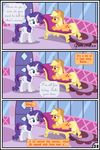  applejack_(mlp) blonde_hair blue_eyes comic equine female feral friendship_is_magic fur green_eyes gutovi-kun hair horn horse mammal my_little_pony orange_fur pony purple_hair rarity_(mlp) unicorn white_fur 