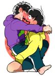  2boys barefoot black_hair blush brothers family incest kiss male_focus multiple_boys osomatsu-kun osomatsu-san siblings tongue yaoi 