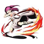  ankle_lace-up barefoot breasts cross-laced_footwear divine_gate dress fire full_body long_hair looking_at_viewer magi_the_labyrinth_of_magic medium_breasts morgiana official_art one_side_up purple_hair red_eyes shadow sideboob sleeveless sleeveless_dress solo transparent_background ucmm white_dress 