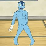  anthro froakie fuze gym male nintendo nude pok&eacute;mon pose sitting sport video_games volleyball window 