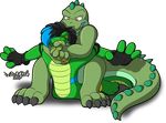  2017 alligator anthro arched_back bigs_the_gator claws clenched_teeth clothing crocodilian duo elbow_pads fingerless_gloves gloves marquis2007 randal_alligator reptile reptile_wrestling_federation scalie simple_background slightly_chubby teeth toe_claws two_tone_body white_background wrestling yellow_eyes 