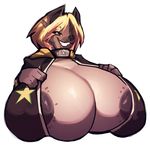  african_wild_dog anthro areola big_breasts boon_(boonhd) breasts bust_portrait canine clothing collar huge_breasts hybrid hyena hyper hyper_breasts mammal portrait riendonut solo 