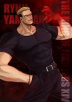  black_shirt blonde_hair bracelet crazy_eyes fatal_fury hand_in_pocket highres jewelry male_focus multicolored_hair muscle shirt the_king_of_fighters the_king_of_fighters_xiv tongue tongue_out two-tone_hair yamazaki_ryuuji 