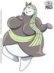  2013 anthro anthrofied belly biped breasts eyes_closed featureless_breasts feet female hand_on_breast humanoid legendary_pok&eacute;mon meloetta morbidly_obese nintendo obese open_mouth overweight overweight_female pok&eacute;mon pok&eacute;morph simple_background singing solo url video_games watermark xx-redandroid-xx 