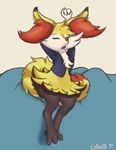  bed braixen clothing coffeefly eyes_closed jacket nintendo open_mouth pok&eacute;mon stretching video_games 