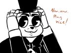  2015 :3 animatronic anthro bear bow_tie dialogue english_text five_nights_at_freddy&#039;s freddy_(fnaf) hat inkyfrog looking_at_viewer machine male mammal restricted_palette robot simple_background smile text top_hat video_games white_background 