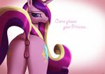  2017 animal_genitalia animal_pussy anus butt cutie_mark english_text equine equine_pussy female feral friendship_is_magic hair half-closed_eyes horn jeki looking_at_viewer looking_back mammal multicolored_hair my_little_pony presenting presenting_hindquarters presenting_pussy princess_cadance_(mlp) pussy raised_tail rear_view solo text unicorn 