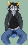  clothed clothing conditional_dnp digital_drawing_(artwork) digital_media_(artwork) eyewear fangs female glasses homestuck horn ms_paint_adventures omorashi troll_(homestuck) urine vriska_serket watersports wetting wolftacos 