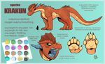  2017 anthro carnivore dragon krakun kyoht male nude open_mouth paws quadruped rick_griffin rust_scales scales scalie solo species_sheet traditional_media_(artwork) 