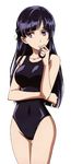  ass_visible_through_thighs bangs black_hair black_swimsuit blunt_bangs breasts closed_mouth collarbone covered_navel cowboy_shot eyebrows_visible_through_hair frown groin hair_ribbon hair_twirling half_updo highleg highleg_swimsuit hime_cut hips kakumeiki_valvrave legs_together long_hair looking_at_viewer medium_breasts nagatomi_kouji new_school_swimsuit official_art one-piece_swimsuit parted_bangs purple_eyes ribbon rukino_saki school_swimsuit solo standing straight_hair swimsuit thigh_gap transparent_background white_ribbon 