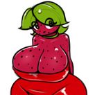  big_breasts breasts cleavage clothed clothing collar eyelashes female flora_fauna food fruit huge_breasts humanoid mysticaldark not_furry plant simple_background smile wide_hips yellow_eyes 