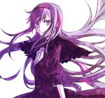  akemi_homura dress funeral_dress long_hair mahou_shoujo_madoka_magica purple_eyes purple_hair shippori solo 