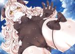  artist_request furry long_hair pussy sheep soaked white_hair yellow_eyes 