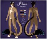  anthro feline horn hybrid looking_at_viewer male mammal mishabahl model_sheet nude scar smile solo standing 