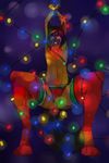  anthro bdsm bondage bound bulge canine christmas_lights clothing male mammal mishabahl nipples smile solo spread_legs spreading underwear 