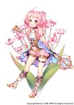  :o black_choker black_gloves bloomers boots bow choker flower flower_knight_girl full_body gloves hanai_(flower_knight_girl) holding holding_weapon knee_boots looking_at_viewer navel object_namesake official_art pink_bloomers pink_bow pink_eyes pink_hair short_hair short_twintails shouni_(sato3) solo staff standing thighlet twintails underwear weapon white_background 