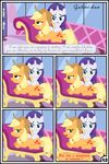  applejack_(mlp) blonde_hair blue_eyes comic equine female feral friendship_is_magic fur green_eyes gutovi-kun hair horn horse mammal my_little_pony orange_fur pony purple_hair rarity_(mlp) unicorn white_fur 