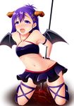  1girl black_hair blush breasts demon demon_girl demon_wings gabriel_dropout groin horns open_mouth phantom_zwei purple_eyes skirt small_breasts solo tsukinose_vignette_april wings 