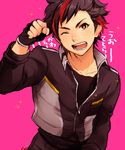  1boy 45ichi ensemble_stars! gloves looking_at_viewer lush male_focus nagumo_tetora smile solo teeth wink 