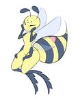  &lt;3 antennae anthro arthropod bee breasts eyes_closed fallin_lovelove_bee insect lilylami little_witch_academia multi_arm multi_limb simple_background solo white_background wings 