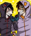  anthro blood clothed clothing duo feline female fur gloves hair hoodie lion looking_at_viewer male mammal mishabahl smile 