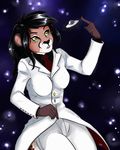  anthro clothed clothing feline female fur hair lion mammal mishabahl smile solo space 