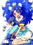  animal_ears blue_eyes blue_hair blush cure_gelato dress gloves happy kirakira_precure_a_la_mode long_hair magical_girl skirt 