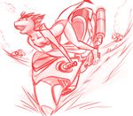  anthro breasts clothed clothing female fish group jetski marine open_mouth outside red_theme shark shnider sketch smile solo_focus 