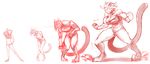  anthro beverage breasts clothing feline female growth mammal muscle_growth muscular pussy red_theme shnider sketch solo standing torn_clothing transformation 