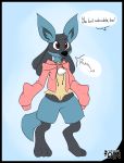  2019 ambiguous_gender clothing confusion lucario meme nintendo pok&eacute;mon pok&eacute;mon_(species) solo sweater twitter_hoodie video_games wicketrin 