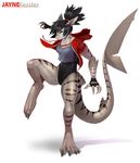  anthro clothed clothing female fish hair looking_at_viewer marine shark shnider solo standing thick_thighs 