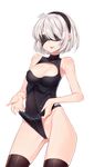  :p artist_name ass_visible_through_thighs bad_id bad_pixiv_id bare_arms bare_shoulders black_hairband black_leotard black_swimsuit blindfold breasts brown_legwear cameltoe character_name cleavage cleavage_cutout collarbone covered_eyes covered_navel covered_nipples cowboy_shot goyain hairband highleg highleg_leotard highleg_swimsuit highres legs_apart leotard leotard_pull medium_breasts mole mole_under_mouth name_tag nier_(series) nier_automata one-piece_swimsuit pulled_by_self ribbed_leotard ribbed_swimsuit school_swimsuit short_hair silver_hair simple_background smile solo swimsuit swimsuit_pull thighhighs tongue tongue_out turtleneck white_background white_hair yorha_no._2_type_b 