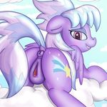  2017 anatomically_correct anatomically_correct_pussy animal_genitalia animal_pussy anus atmosseven biting_lip butt cloud cloud_chaser_(mlp) cutie_mark dock equine equine_pussy feathered_wings feathers female feral friendship_is_magic hair mammal multicolored_hair my_little_pony on_cloud outside pegasus pussy solo two_tone_hair wings 