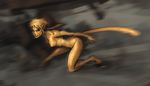  artist_name barefoot blonde_hair cat_tail cheetah_(dc) darren_geers dc_comics facial_mark monster_girl motion_blur red_eyes running solo tail teeth wonder_woman_(series) yellow_skin 