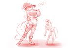  anthro big_breasts breasts clothed clothing duo english_text equine female friendship_is_magic hat horn huge_breasts humanoid mammal my_little_pony nipples red_theme shnider smile standing text trixie_(mlp) twilight_sparkle_(mlp) unicorn 